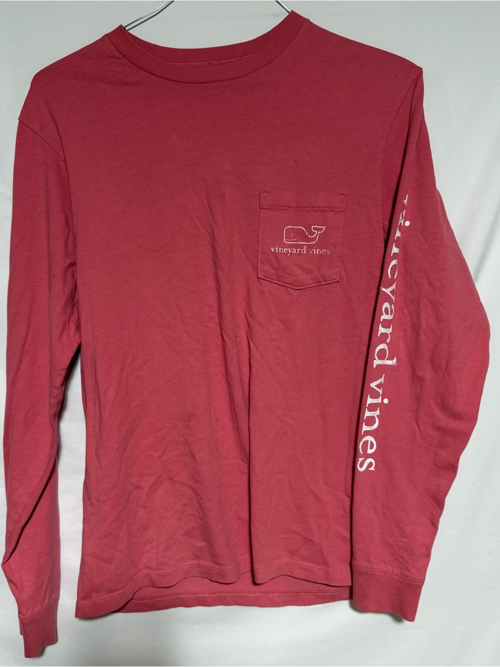 VINEYARD VINES Men LONG SLEEVE Pocket T-SHIRT Vintage Look Sz XS Salmon